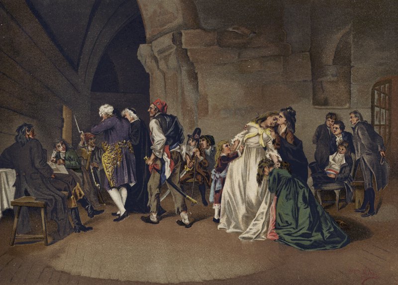 A despedida de Luís XVI e Maria Antonieta, 1792 de Spanish School