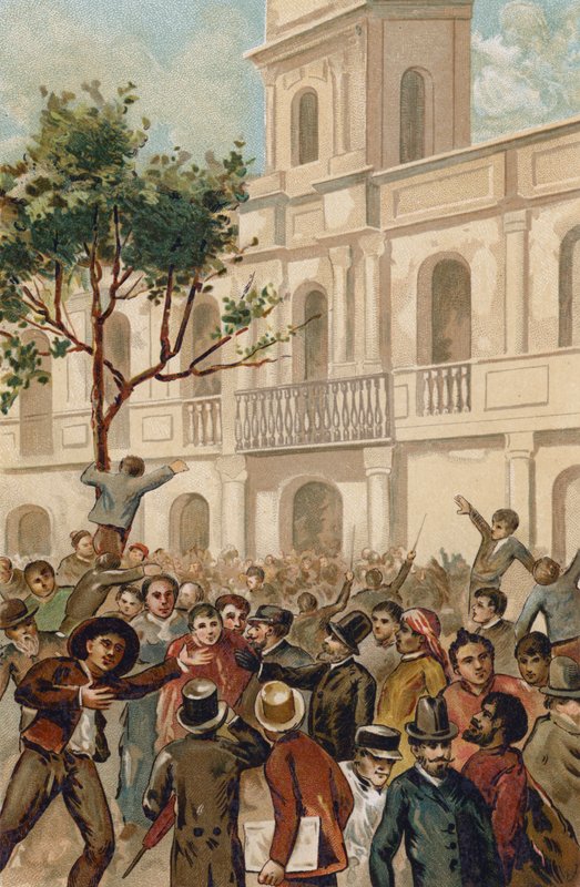 Levante contra o presidente Juarez Celman da Argentina, Buenos Aires, 1890 de Spanish School