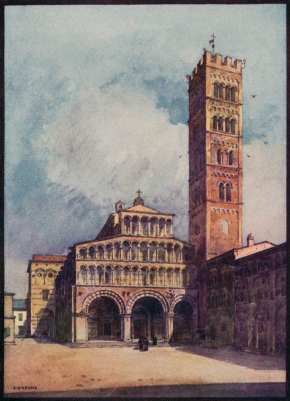 Catedrais italianas: Catedral de Lucca (lito colorido) de Stafford Leake