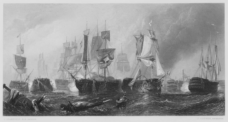 A Batalha de Trafalgar, da foto na Galeria Vernon de Stanfield