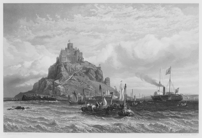 O Royal Yacht fora do Monte St Michael, da foto na Royal Collection de Stanfield