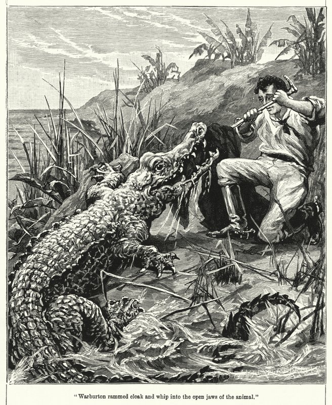 Warburton bateu o manto e chicoteou nas mandíbulas abertas do animal de after Stanley Berkeley