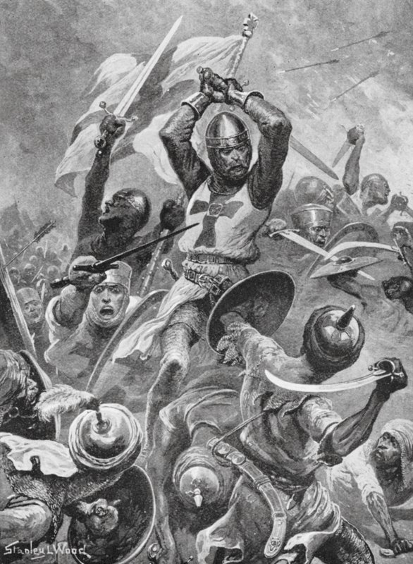 Cruzados a invadir a cidade de Tiro (litografia) de Stanley L. (after) Wood