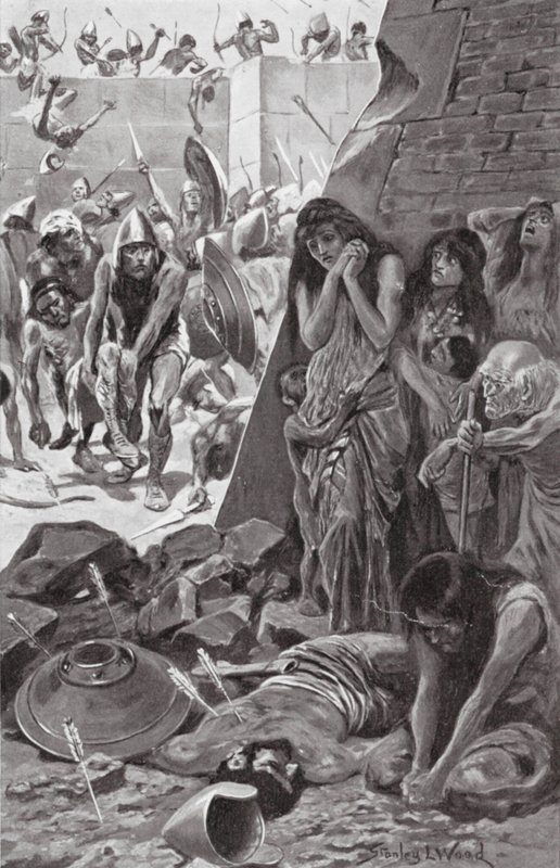 Tiro sitiada por Nabucodonosor da Babilónia (litografia) de Stanley L. (after) Wood