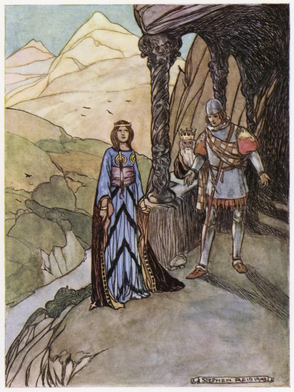 Ilustração para Siegfried, o Matador de Dragões (lito colorido) de Stephen Reid