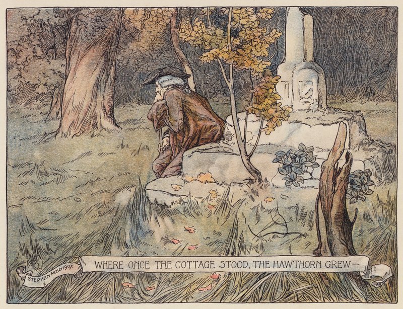 Ilustração para The Deserted Village de Oliver Goldsmith (litografia a cores) de Stephen Reid
