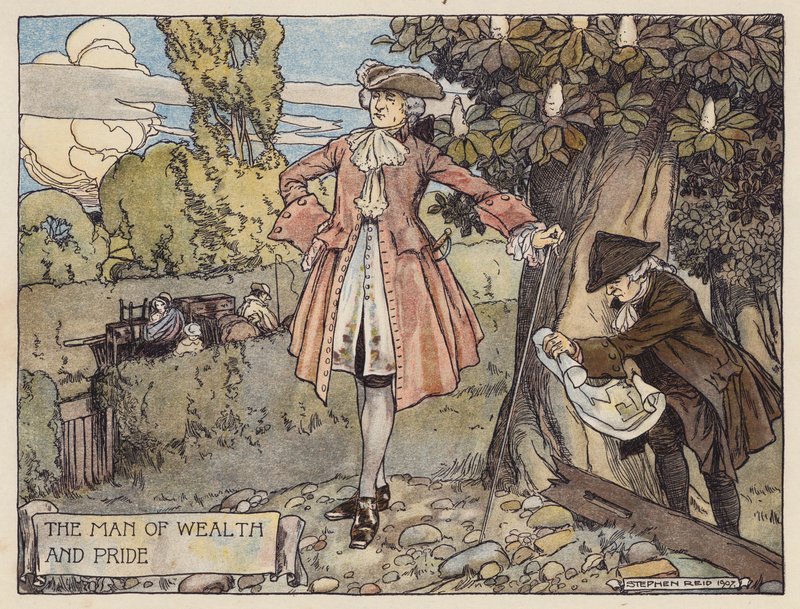 Ilustração para The Deserted Village de Oliver Goldsmith (litografia a cores) de Stephen Reid