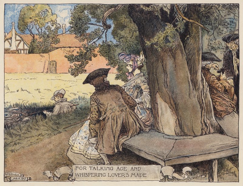 Ilustração para The Deserted Village de Oliver Goldsmith (litografia a cores) de Stephen Reid