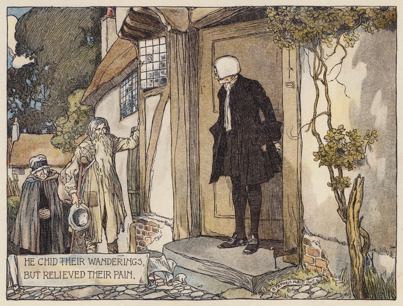 Ilustração para The Deserted Village de Oliver Goldsmith (litografia a cores) de Stephen Reid