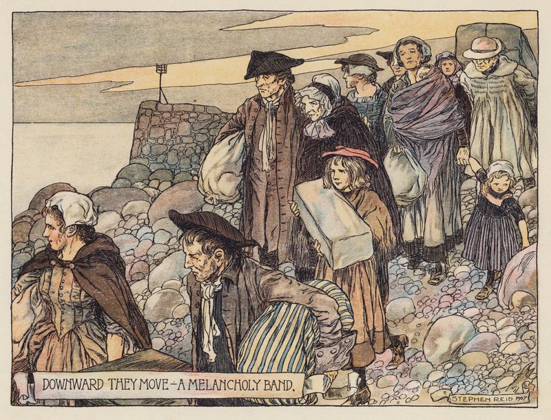Ilustração para The Deserted Village de Oliver Goldsmith (litografia a cores) de Stephen Reid