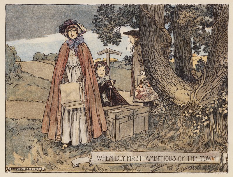 Ilustração para The Deserted Village de Oliver Goldsmith (litografia a cores) de Stephen Reid