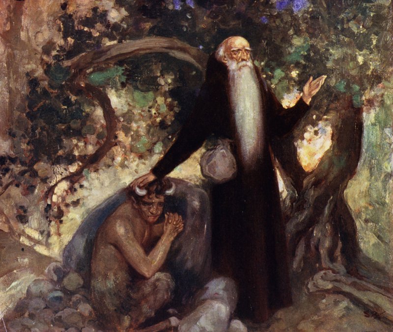 Santo António e o Satyr (cor litho) de Stephen Reid