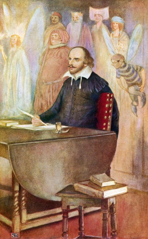 Shakespeare e algumas das criaturas imortais de sua fantasia (lito colorido) de Stephen Reid
