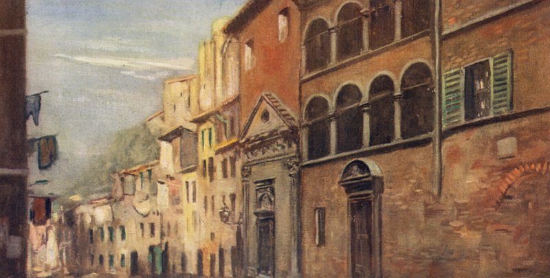 A Casa de Santa Catarina, Siena (cor litho) de Stephen Reid