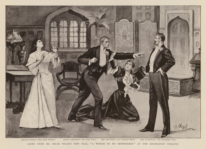 Cena da peça "A Woman of No Importance", de Oscar Wilde (gravura) de Stewart Browne