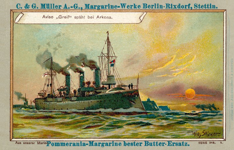German aviso Greif reconhecendo off Arkona (chromolitho) de Stoewer Willy
