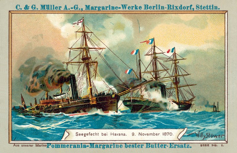 Batalha naval em Havana, 9 de novembro de 1870 (chromolitho) de Stoewer Willy