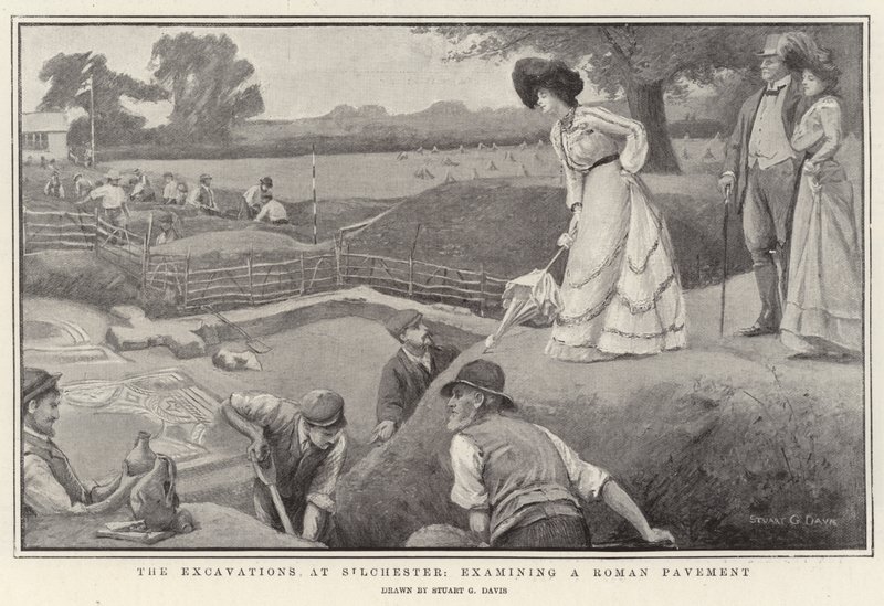 As escavações em Silchester, examinando um lito de Roman Pavement de Stuart G. Davis