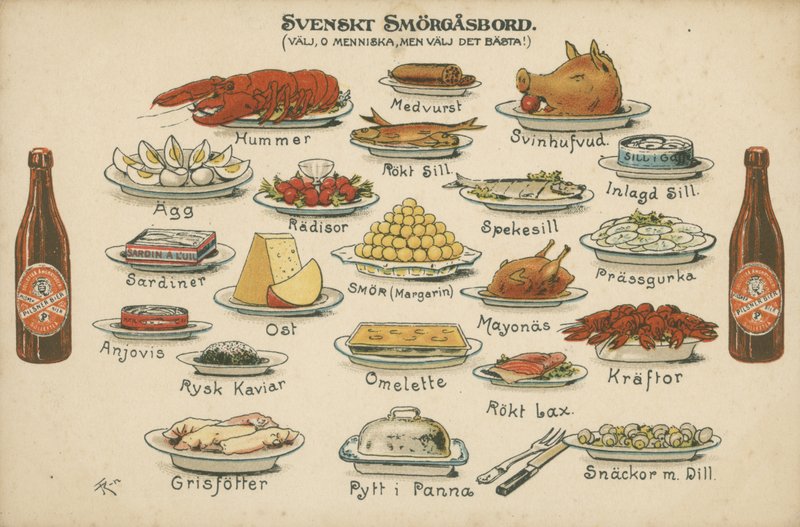 smorgasbord sueco (cor litho) de Swedish School