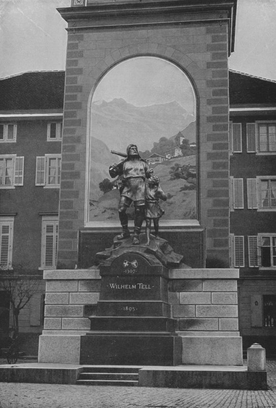 Altdorf, A Estátua de William Tell (foto a p/b) de Swiss Photographer