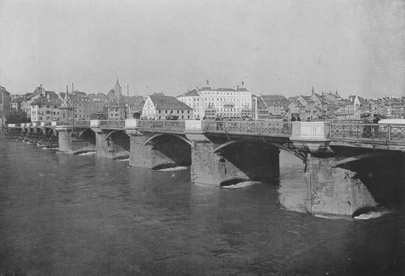 Basiléia, A velha ponte sobre o Reno (foto a p/b) de Swiss Photographer