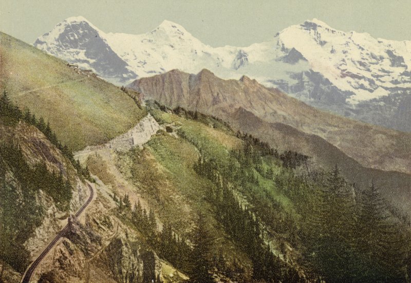 Oberland Bernese: Schynige Platte, linha ferroviária (foto a cores) de Swiss Photographer