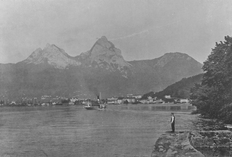Brunnen and the Mythen, Lake Lucerne (foto a p/b) de Swiss Photographer