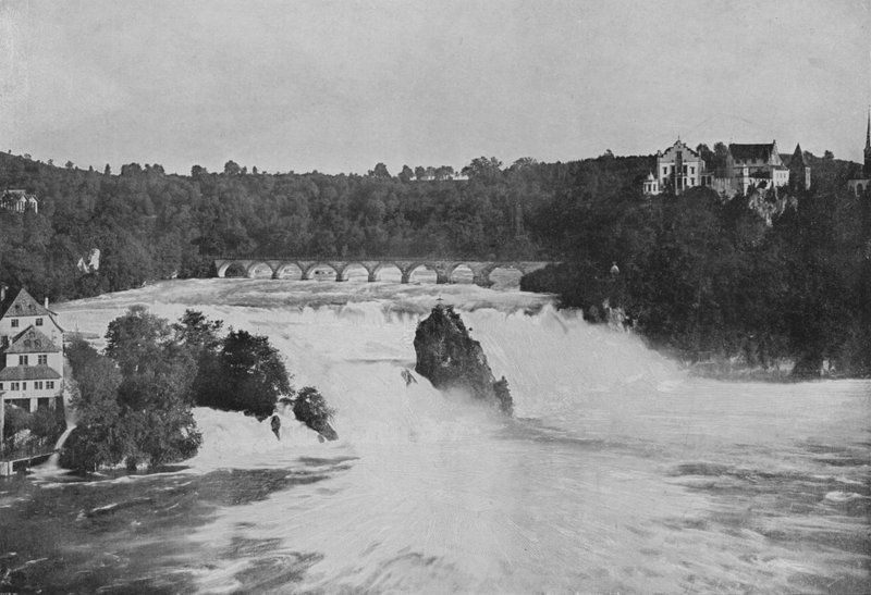 As cataratas do Reno perto de Schaffhausen (foto a p/b) de Swiss Photographer
