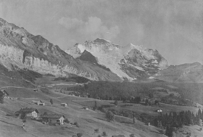 A Jungfrau, vista de Wengen (foto a p/b) de Swiss Photographer