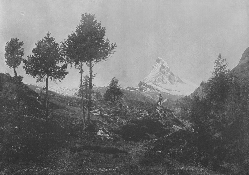 Paisagem alpina e o Matterhorn (foto a p/b) de Swiss Photographer