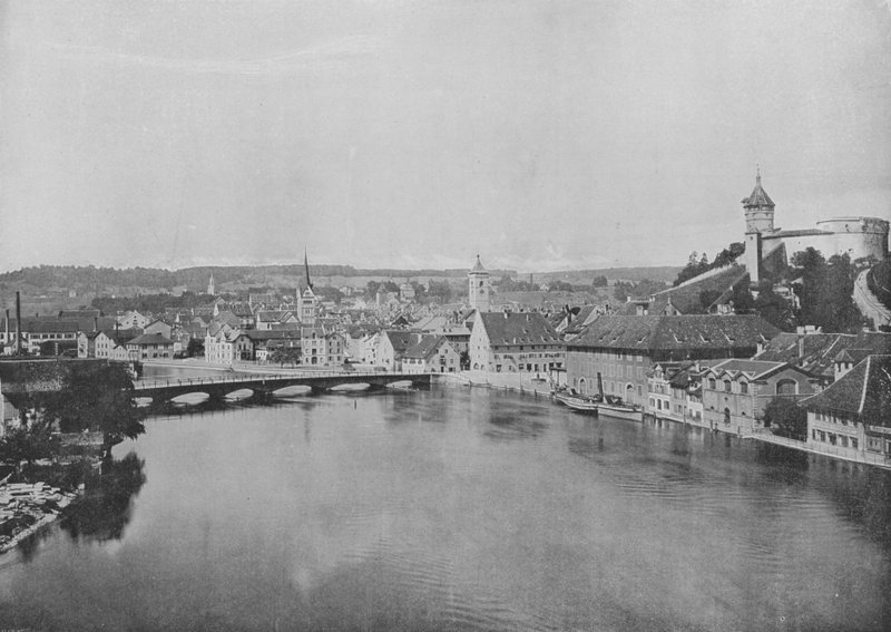 Schaffhausen e o Reno (foto a p/b) de Swiss Photographer