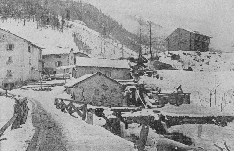 Aldeia de Praz de Fort, Route du St-Bernard (foto a p/b) de Swiss Photographer