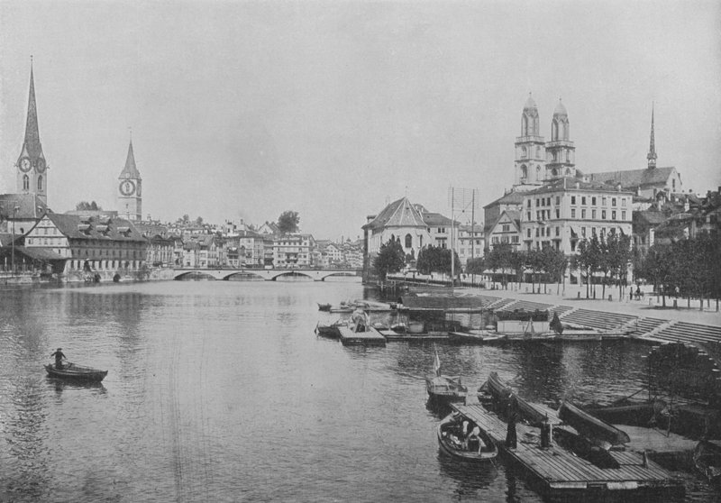 Zurique e o Limmat (foto a p/b) de Swiss Photographer