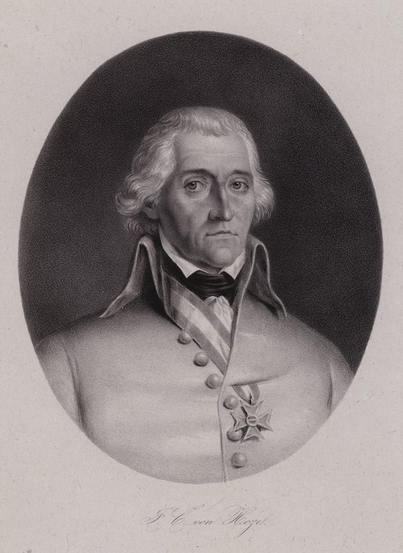 Friedrich Freiherr von Hotze, general suíço nascido no exército austríaco durante as guerras revolucionárias francesas (gravura) de Swiss School