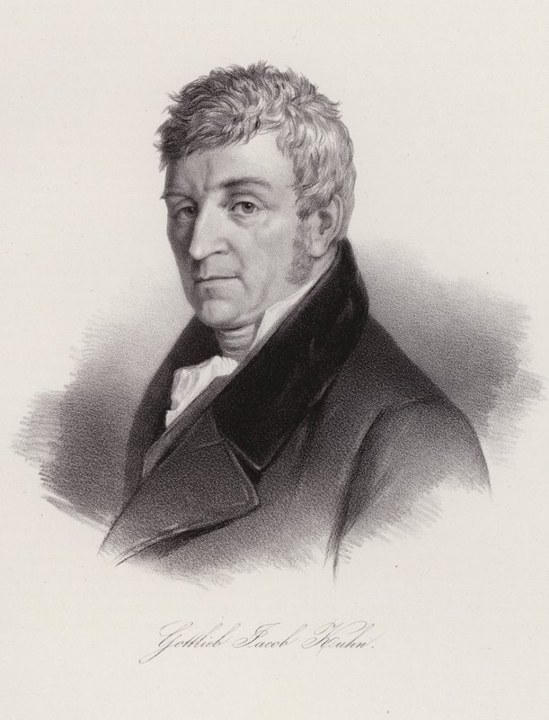 Gottlieb Jakob Kuhn, folclorista e poeta suíço (gravura) de Swiss School