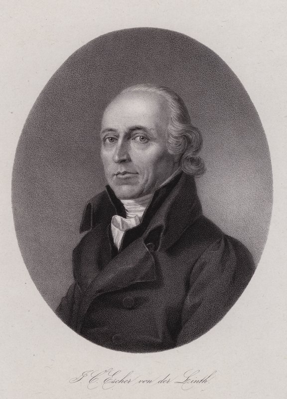 Hans Conrad Escher von der Linth, cientista, artista e político suíço (gravura) de Swiss School
