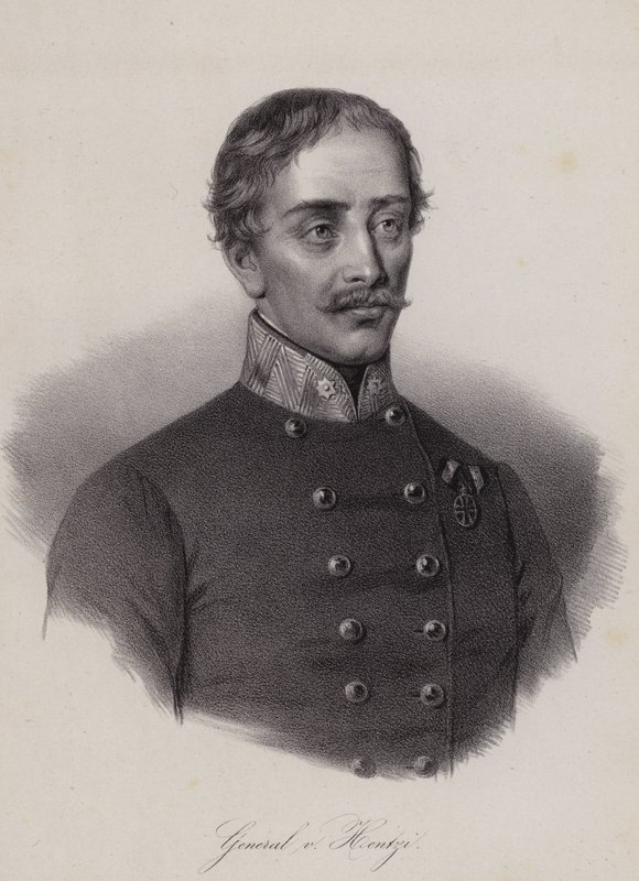 Heinrich Hentzi von Arthurm, general húngaro do exército do Império Austríaco (gravura) de Swiss School