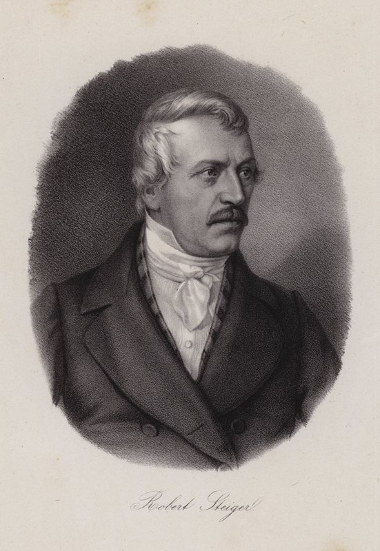 Jakob Robert Steiger, político suíço e presidente do Conselho Nacional Suíço (gravura) de Swiss School