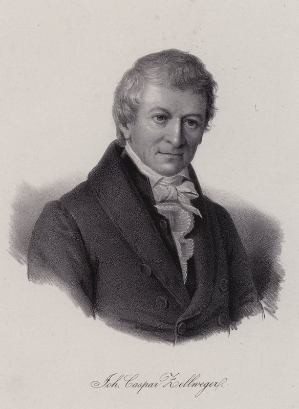 Johann Caspar Zellweger, empresário têxtil e filantropo suíço (gravura) de Swiss School