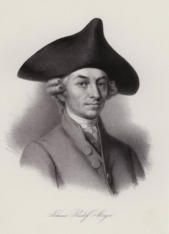 Johann Rudolf Meyer, fabricante e filantropo suíço de fitas de seda (gravura) de Swiss School