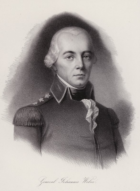 Johann Weber, general suíço morto na Batalha de Frauenfeld (gravura) de Swiss School