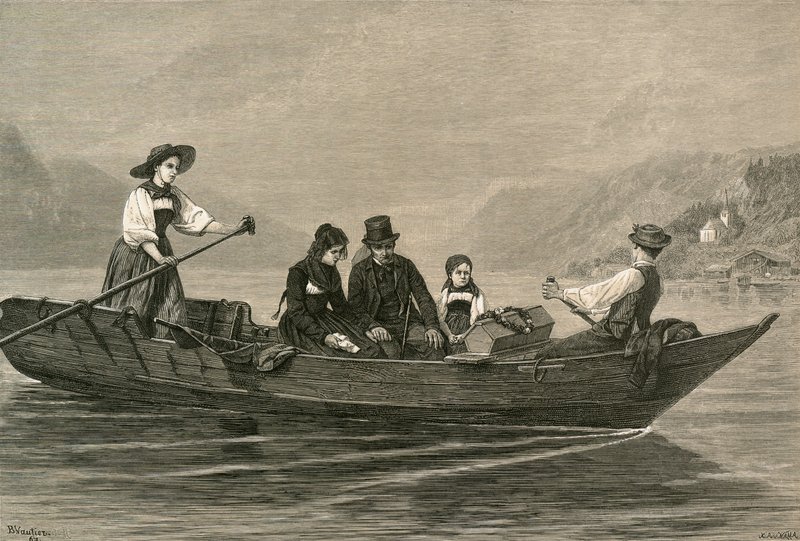 Mourners atravessando o lago de Brienz de Swiss School