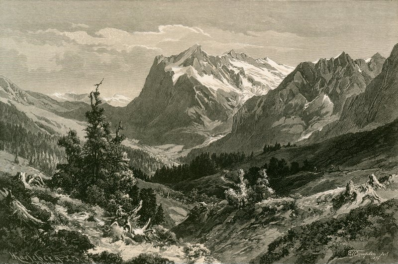 Perto de Grindelwald, Bernese Oberland de Swiss School