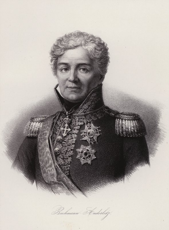 Niklaus Franz von Bachmann, general suíço que lutou nas Guerras Napoleónicas (gravura) de Swiss School