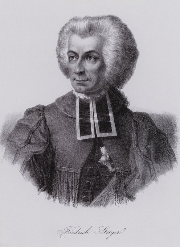 Niklaus Friedrich von Steiger, político suíço (gravura) de Swiss School