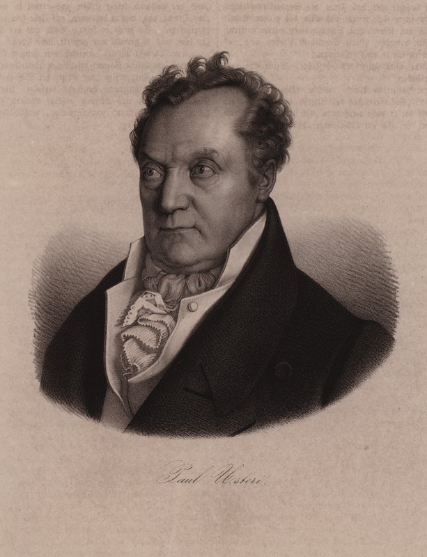 Paul Usteri, médico suíço, botânico e político (gravura) de Swiss School
