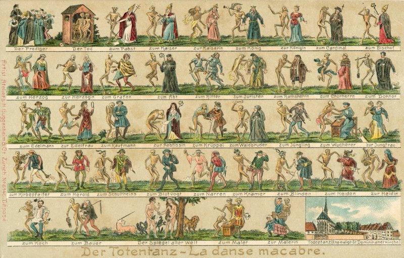 A Dança da Morte (cor litho) de Swiss School