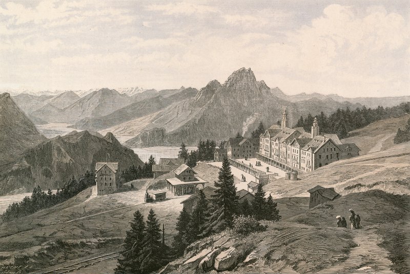 O Rigi-Kaltbad, olhando para o Monte Pilatus de Swiss School