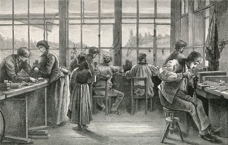 Oficina de relojoeiros em La Chaux de Fonds de Swiss School