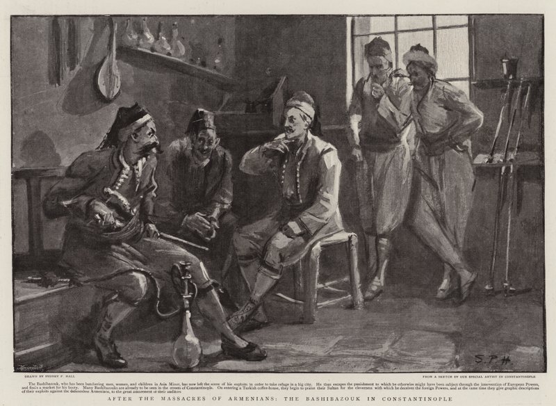 Depois dos Massacres dos Armênios, o Bashibazouk em Constantinopla de Sydney Prior Hall